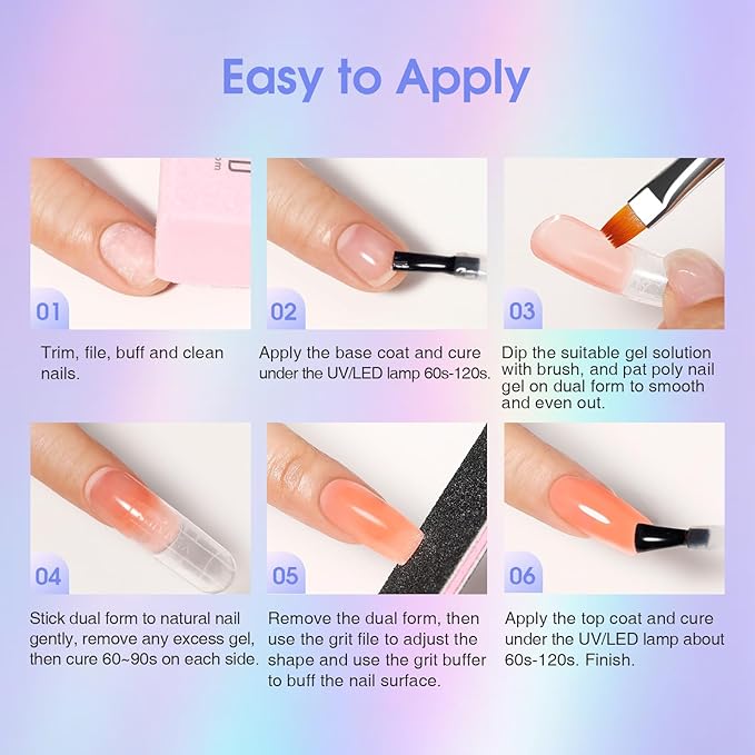 ROSALIND 28 Colors Poly Nail Gel Kit with Mini Lamp Clear Neon Christmas Poly Nail Gel Starter Kit for Beginners Halloween All Seasons Classic Colors with Everything