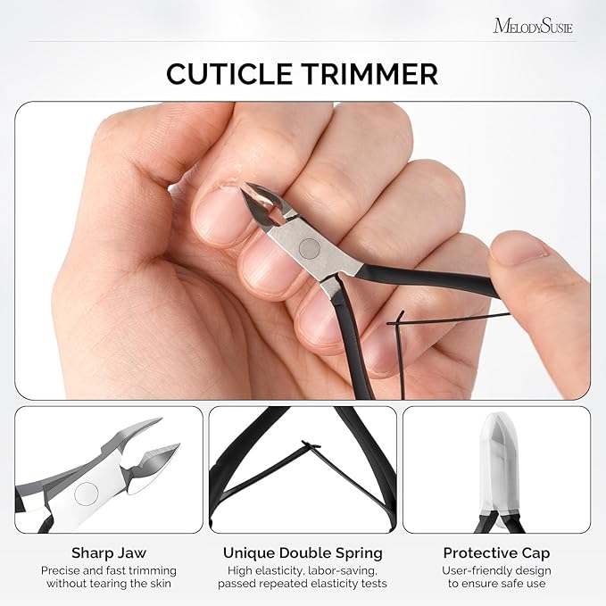 Melodysusie 4 in 1 Acrylic Nail Clippers Set, with Cuticle Trimmer and Dual-Ended Cuticle Pusher Remover, Stainless Steel Acrylic Nail Cutter Set, Pedicure Manicure Acrylic Nail Tools for Home Salon