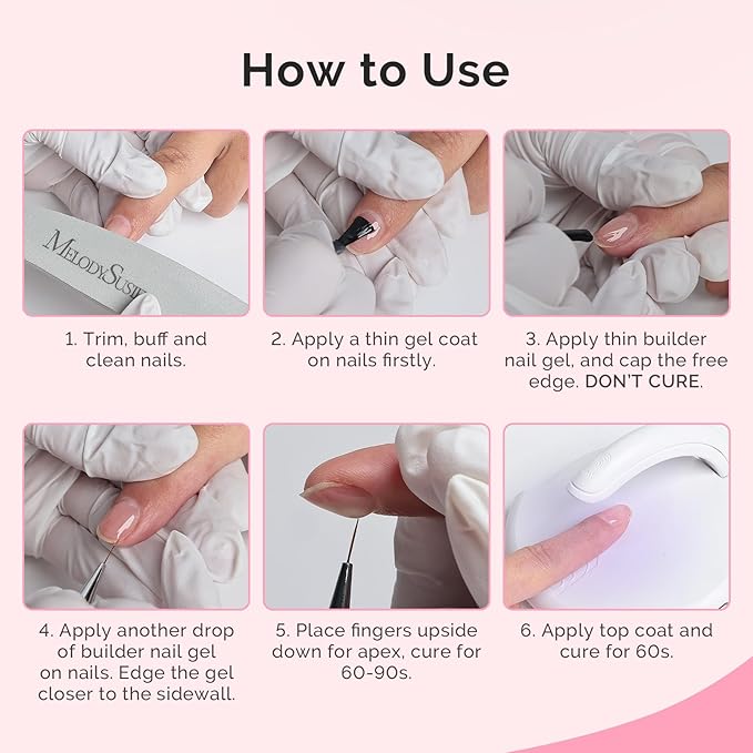 MelodySusie Hema Free Light Pink Builder Nail Gel for Nails Thickening, 0.5 Fl Oz, Soak Off UV Extension Gel, Nail Art Design Salon DIY Manicure at Home for Women H1608