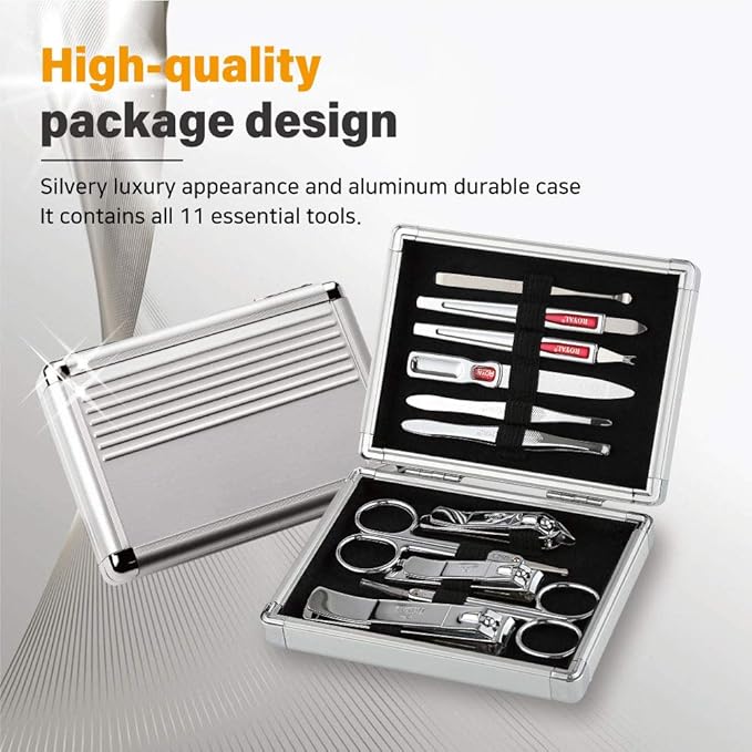 ROYAL Metal Nail Clipper Set Series (11 PCS White Aluminum CASE)