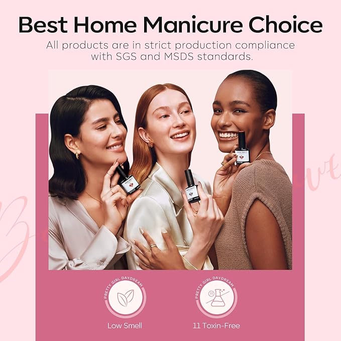 modelones Pink Gel Nail Polish Purple Gel Polish Nail Polish High Gloss Soak Off U V Valentine Nail Manicure Salon DIY for Women Girls 15 ML