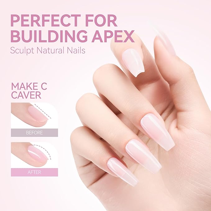 Gelike EC Gel Nail Glue UV Light: Pink 6 in 1 Adhesive Gel Nail Polish, Strong Nail Glue for Press On Nails Nails Acrylic Tips, Long Last - Nail Art Gift for Home Salon Beginner DIY