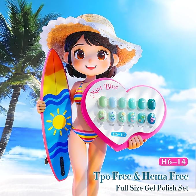 Double Rhythm 6 Pcs Hema Free Gel Polish Set 0.50 OZ Same Color Same Bottle Soak Off Neutral Natural Milky Gel Polish Kit Nail Art Manicure Salon DIY at Home (Pale Green Mint Blue Teal-H6-14)