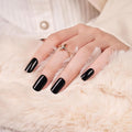 DANNI & TONI Semi Cured Gel Nail Strips Black (Obsidian) Gel Nail Polish Stickers Glossy Nail Wraps 28 Stickers