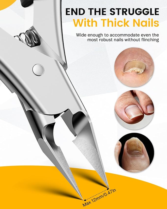 BEZOX Professional Toenail Clippers - Heavy Duty Toe Nail Clippers for Thick Toenails & Ingrown Nails | Long Handle Nails Clipper for Seniors with Comfort Grip & Ultra Sharp Blade - Black