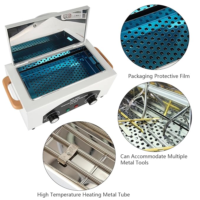 1.5L Autoclave Sterilizers,High Temperature Nail Tool Sterilizer Metal Tool Cleaning Box,Sanitizing Box for Nail Tools with Timer Dry Heat Sterilizer Cabinet Equipment