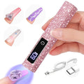 SAVILAND Glitter UV Light for Gel Nails: Pink 12W LCD Screen Handheld UV Nail Lamp 8X-Faster Cure LED Flash Cure Lamp for Gel Nails Flash Cure Light for Home Salon Use
