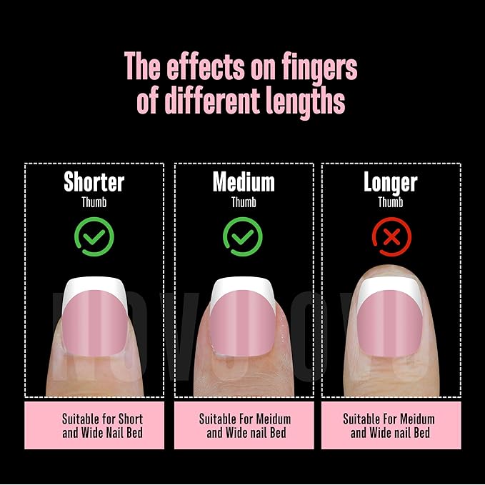 NOVO OVO Short Square Round White French Tip Nail Tips Press on BERRY PINK, Extra Thick Full Cover False Fake Nails, Need Builder Gel Top Coat & Glue, for Salon DIY Acrylic Extension x15 Sizes 240 pcs