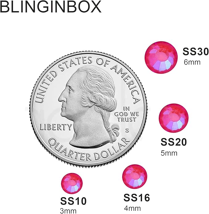 Blinginbox Flatback Rhinestones Round Gems, 1440pcs Luminous Series Glass Stones Neon Gems Non Hotfix Crystal Rhinestones for Nail Charms Crafts Clothes Tumblers,Siam Luminous,SS10.