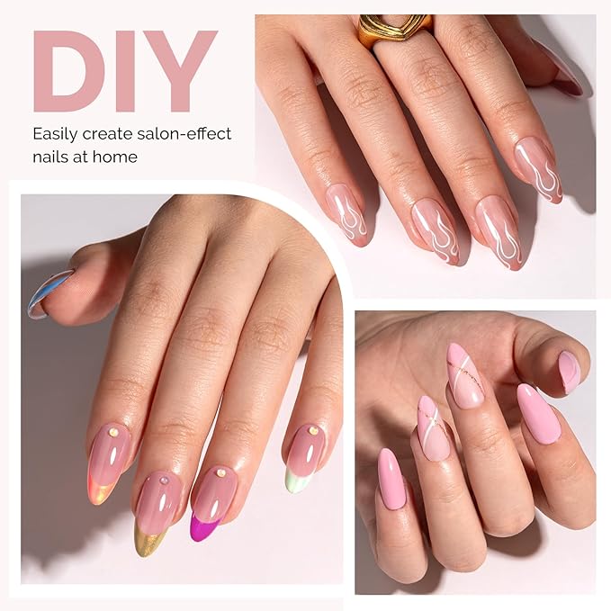 MelodySusie Medium Almond Gel Nail Tips Kit-300PcsPre-Building Apex Fake Nail Tips 20g Solid Nail Glue Gel,Half Matte Full Cover Clear Acrylic Nail,15Sizes Thick Strong Long Lasting for Home DIY&Salon