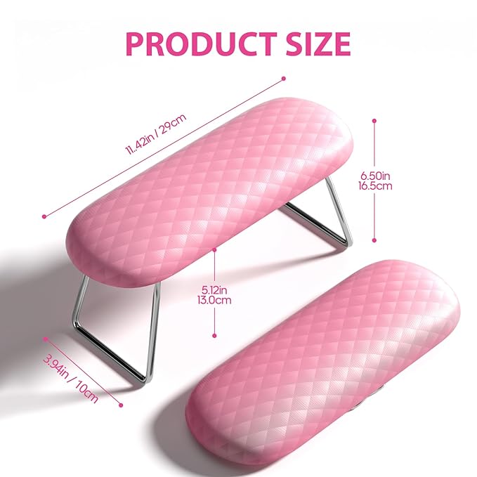 AORAEM Nail Arm Rest, Microfiber Leather Manicure Hand Pillow Professional Nail Rest Cushion Table Desk Station for Salon Use (Pink)