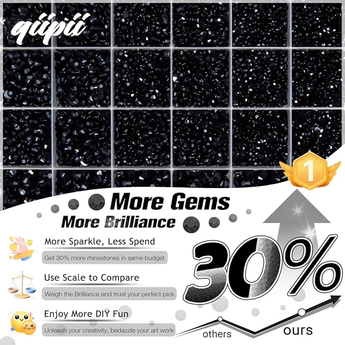 Pure Black Jelly Resin Flatback Rhinestones w B7000 Glue for Bedazzling Crafting 2-6mm Flatback Gems Diamonds Bedazzler Kit Charms for Nails Face Eyes Makeup Tumblers Bottles DIY Crafts Shoes