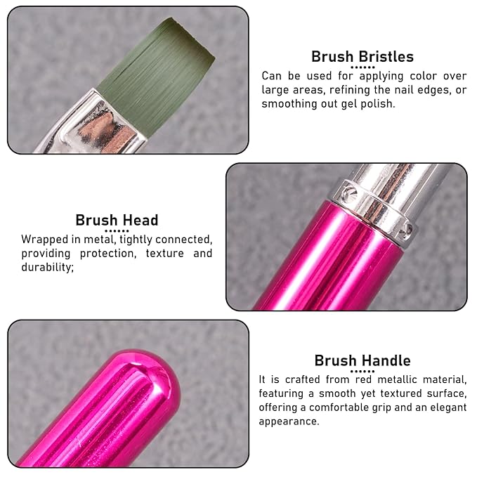 DANNEASY Nail Art Brushes for Gel Polish, Flat Nail Polish Clean Up Brushes For Cleaning Polish Mistakes on the Cuticles, Gel Nails Art Brush Design Tools Acrylic Manicure Brushes
