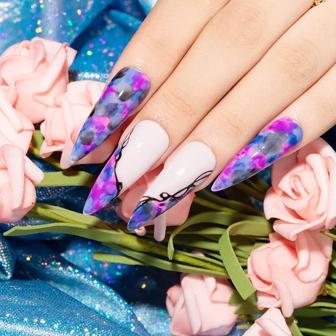 Blooming Nail Polish - Marble Ink for Nails Watercolor Nail Art Design for Spreading Flower Blossom Effect Home DIY Nail Salon