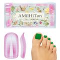 Pink Poly Gel Nail Kit For Toes, Reusable Full Cover Wide French Press on Toenails for Women Extensions Home DIY Nail Salon 300PCS 15Sizes