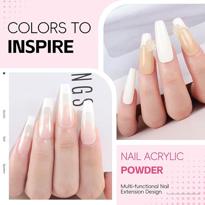 COSCELIA Acrylic Nail Kit for Beginners with Everything 4PC Acrylic Powder 24 PCS Glitter Powder Professional Nail Drill Light Rhinestones Tips Set Gifts for Women