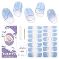 Semi Cured Gel Nail Strips, 28 pcs Gel Nail Stickers Work with Any UV Lights, Long-Lasting Nail Wraps, Stick on Nails for women Easy to Apply & Remove