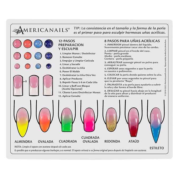 Americanails Plantilla Instructiva Mini de Silicona para Técnicas de Uñas Acrílicas: Mejora tus Habilidades, Aprendizaje Basado en Zonas y Limpieza Sencilla