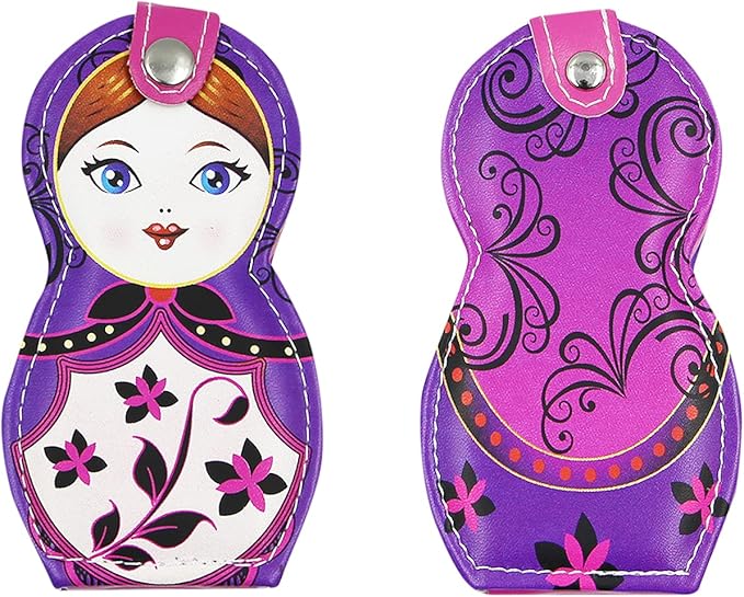 Aibearty Adorable Russian Doll Pattern Stainless Nail Clippers Set of 6Pcs, Professional Grooming Kit, Nail Tools with Luxurious Travel Case