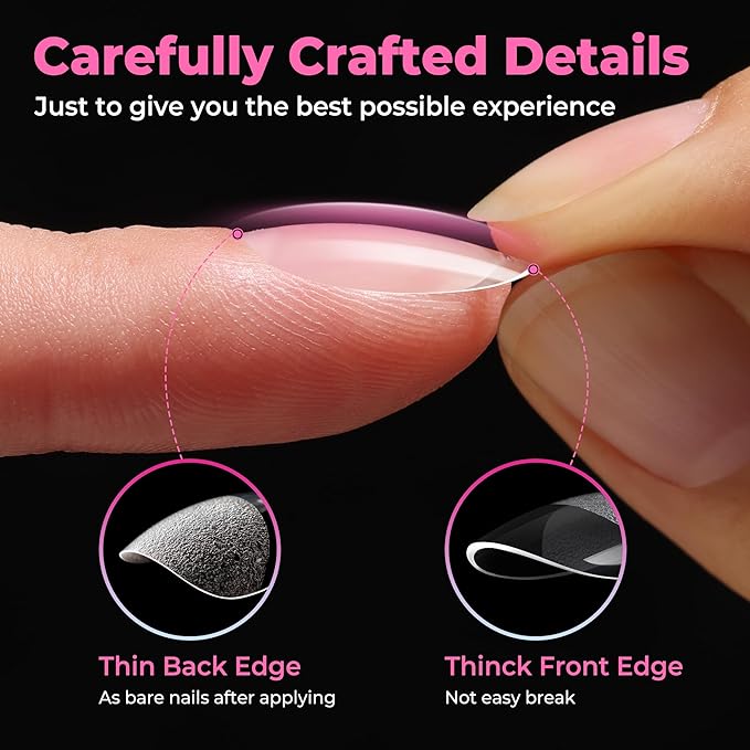 UNA GELLA Extra Short Oval Nail Tips, Pre-Etched Round Clear Fake Nails 216pcs Soft Gel Acrylic Nail Tips Full Cover False Ultra Short Gel Nail Tip for Beginners Nail Salon Extensions 12 Sizes