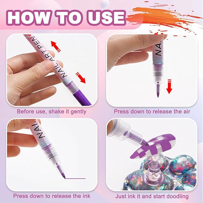 Nail Art Pens Set, 12 Color 0.7 MM Nail Art Markers Nail Polish Pens Drawing Painting Point Liner Painted Kit, Waterproof and Quick-drying Nail for DIY Design Manicure Tools