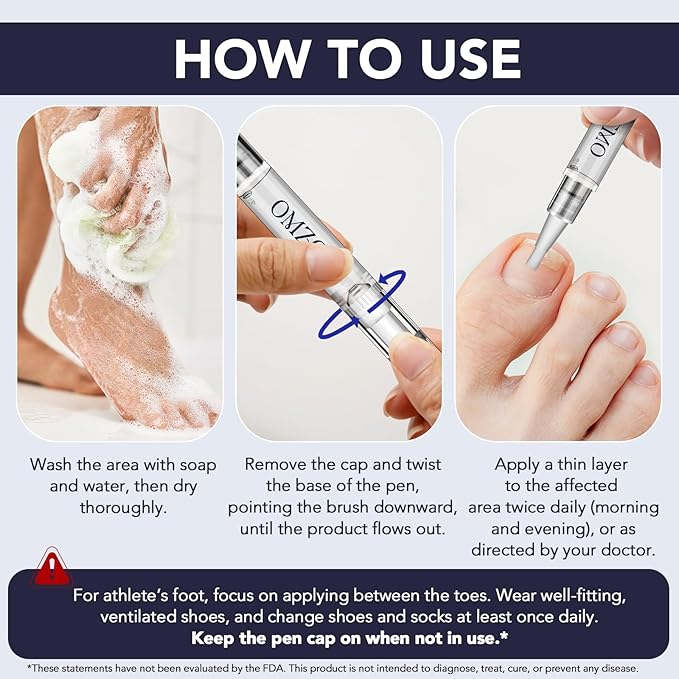 Toenail Fungus Pen - Toenail Fungus Treatment Extra Strength for Damaged, Discolored Nail - 25% Undecylenic Acid with Tea Tree, Jojoba, Clove Bud Oils & Aloe - Fungal Nail Repair Pen 5 Pack