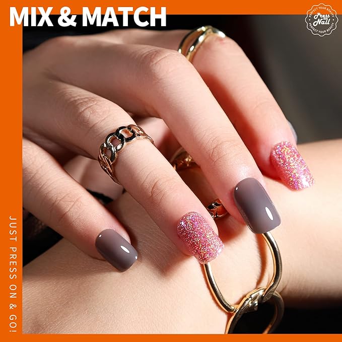 Teenitor Short Press On Nails,Press On Manicure, Glossy Square Press on False Nails, Natural Fake Nails,288pcs