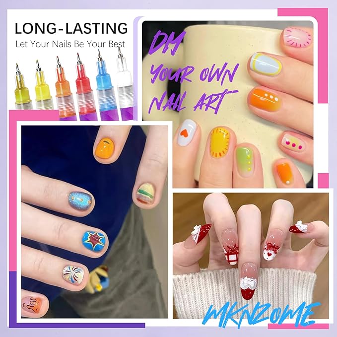 12 Color Nail Art Pens for Painting Nails, 0.5 MM Nail Polish Pens Drawing Point Liner Painted Pen Kit, Waterproof Quick-drying for DIY Nails Art Design Manicure Tools