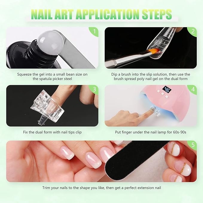 LIONVISON Poly Gel Nail Forms: 120Pcs Coffin Shape Nail Forms for Builder Gel Reusable - 12 Sizes Extension Acrylic Nail Molds Sets - False Nail Tips for Manicure Nail Art Design Salon DIY-StilettoA
