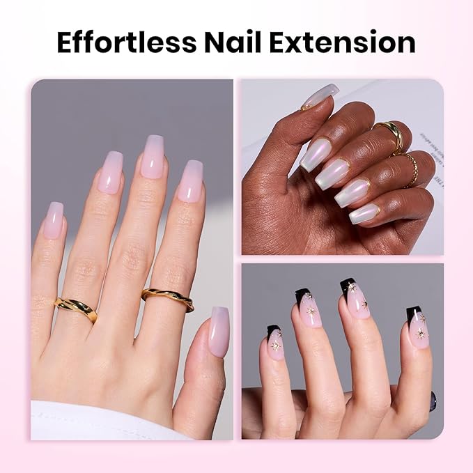 Beetles Tipex Lite Apex Nail Tips Kit,Coffin Short, 192pcs 16 Sizes, with UV Nail Glue, Base & Top Coat, Mini Nail Lamp, Nail Clipper & Cuticle Nipper,Pre-Building Pre-Etched Acrylic Tips Kit