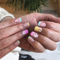 Easter Press on Nails Colorful French Tip Fake Nails with Designs Cute Yellow Bunny False Nail Glossy Full Cover Short Square Stick on Nails Easter Acrylic Nail for Women DIY Manicuare 24 Pcs