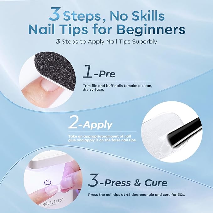 modelones 10 in One Gel Nail Glue Base Coat Brush On Nail Glue 15 ml for Tips, Rhinestones, Blooming Art Gel Kit for Press on Nails Acrylic Tips U V Lamp Needed 2Pcs
