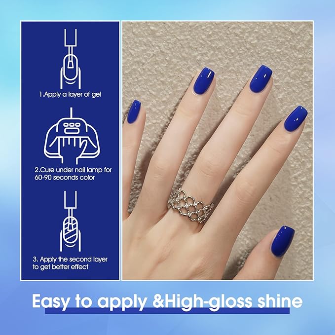 VENALISA Blue Gel Nail Polish, 12ml Royal Blue Gel Polish Dark Navy Blue Color Soak Off UV LED Nail Gel Polish Nail Art Starter Manicure Salon DIY at Home, 0.43 OZ