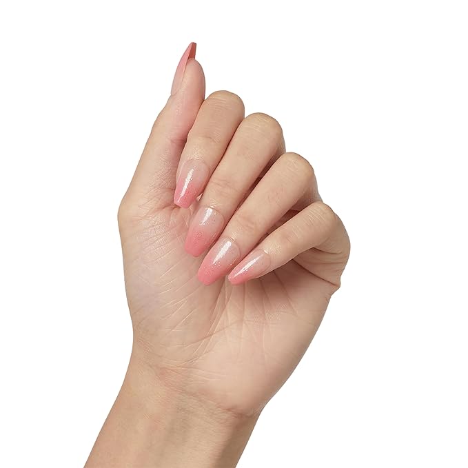 KISS Salon X-tend, Press-On Nails, Glue included, 'Detox', Medium Pink, Medium Size, Coffin Shape, Includes 30 Nails, 5Ml Led Soft Gel Adhesive, 1 Manicure Stick, 1 New Mini File, New Prep Pad