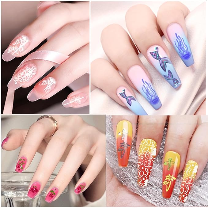 Biutee Nail Stamping Plate Set 12Pcs Nail Art Stamping Plates Nail Stamping Kit Nail Stamper Kit Flower Leaves Animal Lace Star Design Nail Stamp Plate