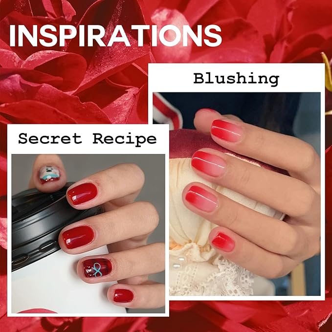 ADHERE Red Gel Nail Polish Set 12ML- 5 Colors Popular Gel Polish Cat Eye Magnetic Gel Burgundy Red Christmas Nail Gel Polish Soak Off LED Kit Manicure Salon DIY Nails Gift For Women ﻿