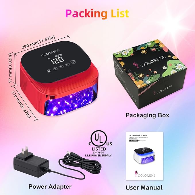 Cordless UV LED Nail Lamp, 60W Rechargeable Nail Dryer Gel Polish Light, Intelligent Auto Sensor LCD Display Curing Lamp, Portable 30 Beads LED Nail Light with 4 Timer Setting