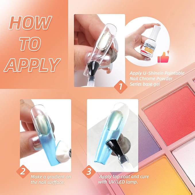 Nail Pigment Powder Palette Set, 16 Colors Ombre Nail Powder Palette French Aura Nails Ombre Nail Brush Nail Long-lasting Manicure Art DIY Accessories (06)