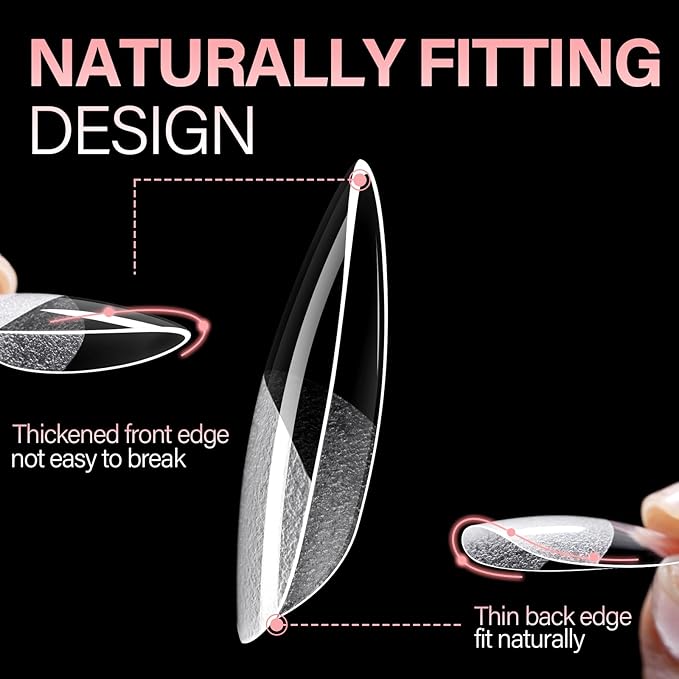 AILLSA Medium Almond Shaped Nail Tips - 15 Sizes 120pcs Acrylic Nails Tip Full Cover Half Matte Nails Tips Press on Nails for DIY Home Salon