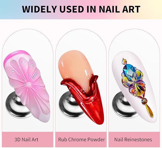 DRMODE 3D Nail Gel and Chrome Nail Powder Kit, Christmas Red Green Metallic Mirror Nail Chrome Powder Glitter, 3 in 1 No Wipe Clear 3D Sculpting Gel for Nail Art Carving Molding Rhinestone Glue 15g