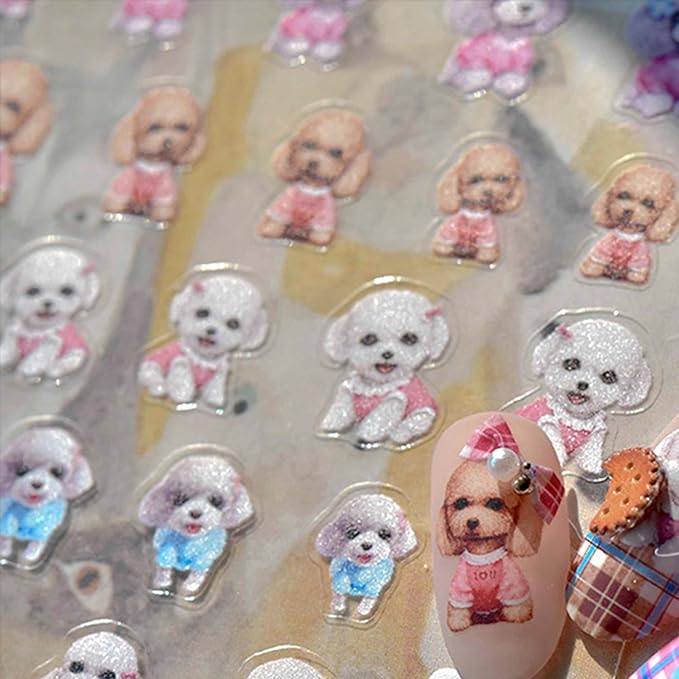 3Pcs Cute Dog Nail Stickers, Dog Nail Decals, Cute Nail Art Stickers, Animal Nail Stickers, Manicure Stickers, DIY Nail Stickers, Nail Supplies