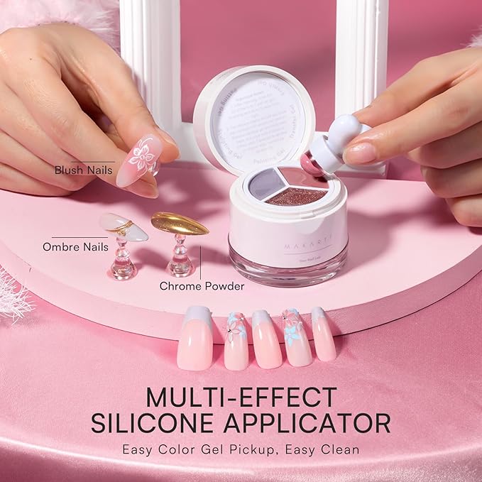 Makartt 5-in-1 Nail Art Gel: ColorPot 3 Colors Gel Nail Polish No Wipe with Nail Stamp for Stamping, Ombre Patting, Painting, French Tips & Sculpting with Silicone Head for Diy Nails at Home Salon