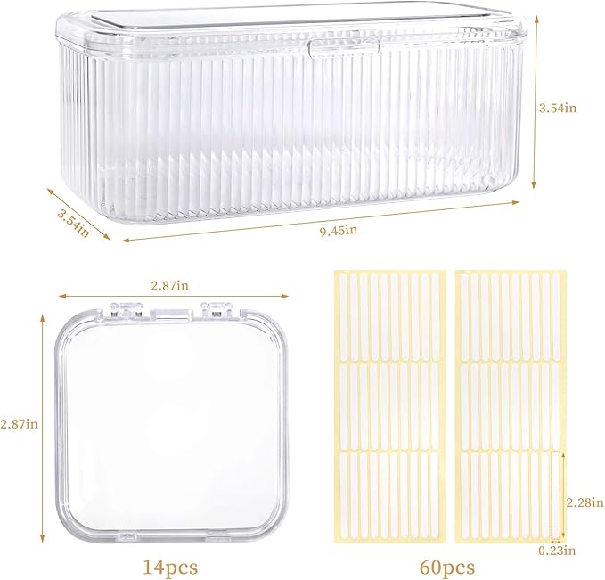 15 Pcs Press On Nail Storage Box Container, Clear Press On Nail Packaging Box with 60 Pcs Adhesive Double Sided Tape, False Nail Organizer Case Nail Display Case for Nail Art Home Salon
