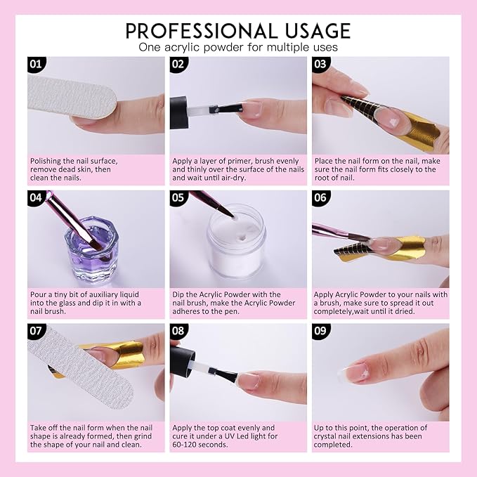 Acrylic Nail Kit for Beginners: Professional Acrylic Powder Set with Everything for Starter Gel Nail Polish U V Light Nail Drill Full Tools Decoration for Home Salon Women