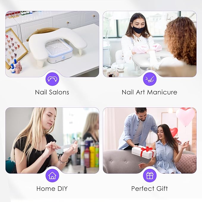 Arm Rest for Nails Tech: U-Shaped Manicure Nail Arm Rest Stand Big White Armrest Microfiber PU Leather Hand Rest Pillow for Acrylic Nail Cushion