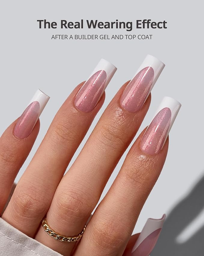 BTArtboxnails XCOATTIPS French Tip Press On Nails - Pink Glitter Base Long Square Press On Nails, 90 Pcs Salon Quality Soak Off Soft Gel Nail Tips Extension in 15 Sizes