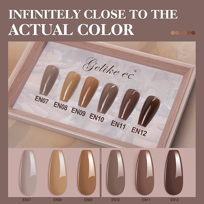gelike ec Brown Gel Nail Polish Set: Nude Brown 2025 Gel Polish Colors Neutral Nail Polish Kit Soak Off Gel Polish Nail Art DIY Gift for Girls Women