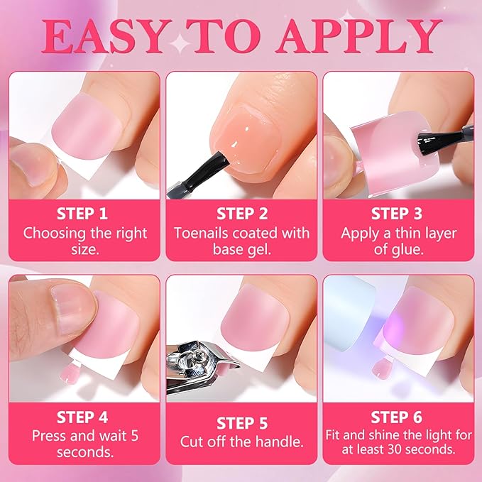 AddFavor 240pcs Ombre Press on Toenails for Women Fake Toe Nail Press ons False Toe Nail Tips Press ons Fake Toenails Press on Toe Nails for Women with Glue and Adhesive Tabs