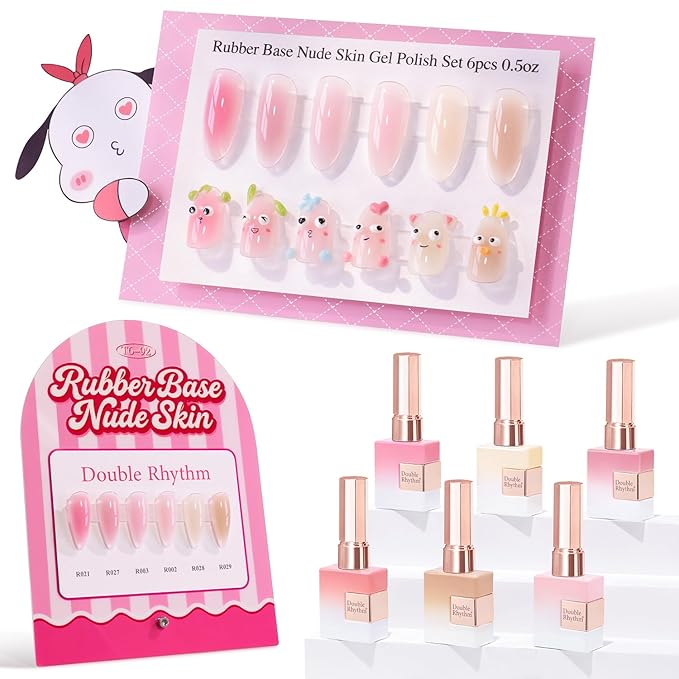 Double Rhythm 6 Pcs 15 ML Gel Polish Set Same Color Same Bottle Soak Off Gel Polish Kit Nail Art Manicure Salon DIY at Home for Women (Nude Skin-T6-92)