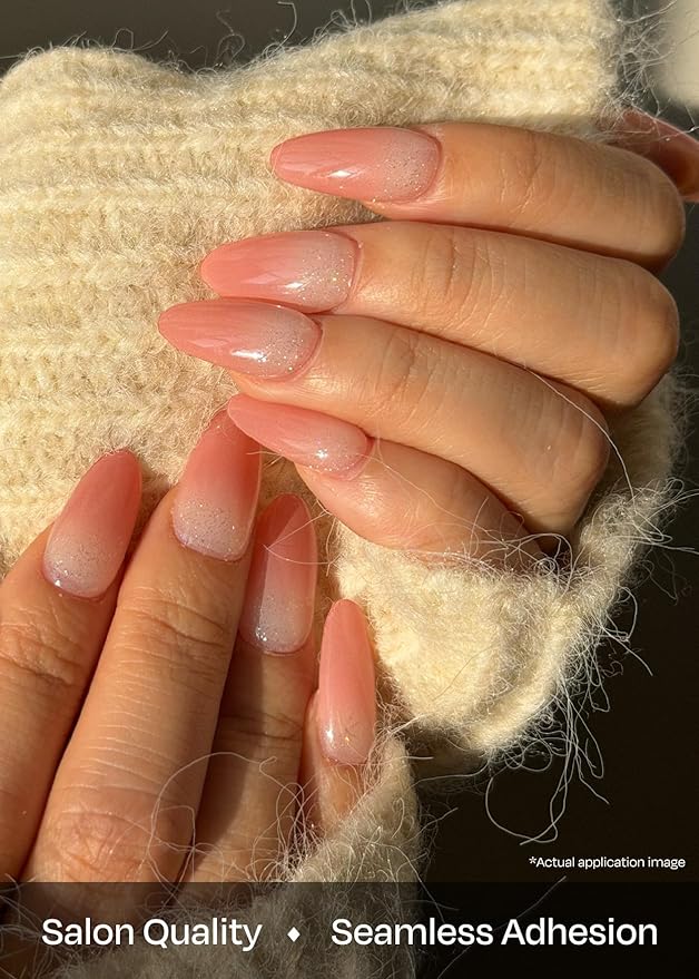 ohora Semi Cured Nail Strips (N Rose Serenade) - Works with Any UV/LED Lamps, Salon-Quality, Long Lasting, Easy to Apply & Remove - Includes 2 Prep Pads, Nail File & Wooden Stick